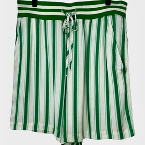 NWT Anthropologie Maeve Green and White Striped Shorts Size M